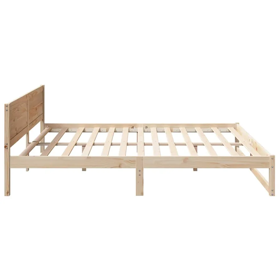 Cadre de lit avec tête de lit Naturel 200 x 200 cm Pin massif - 6