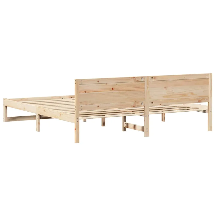 Cadre de lit avec tête de lit Naturel 200 x 200 cm Pin massif - 7