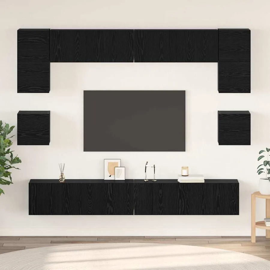 Ensemble meuble TV 8 pcs Chêne noir Bois d'ingénierie