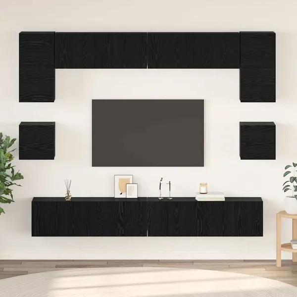 Ensemble meuble TV 8 pcs Chêne noir Bois d'ingénierie