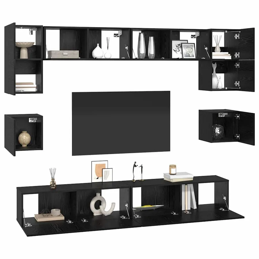 Ensemble meuble TV 8 pcs Chêne noir Bois d'ingénierie - 3