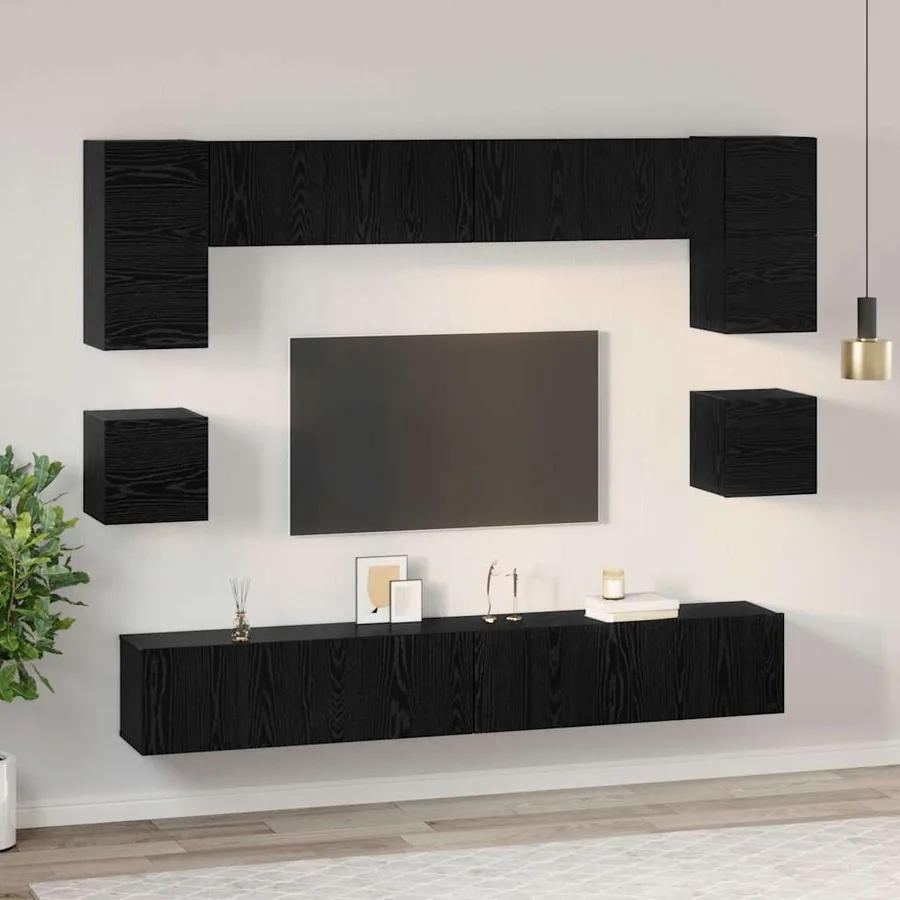 Ensemble meuble TV 8 pcs Chêne noir Bois d'ingénierie - 4