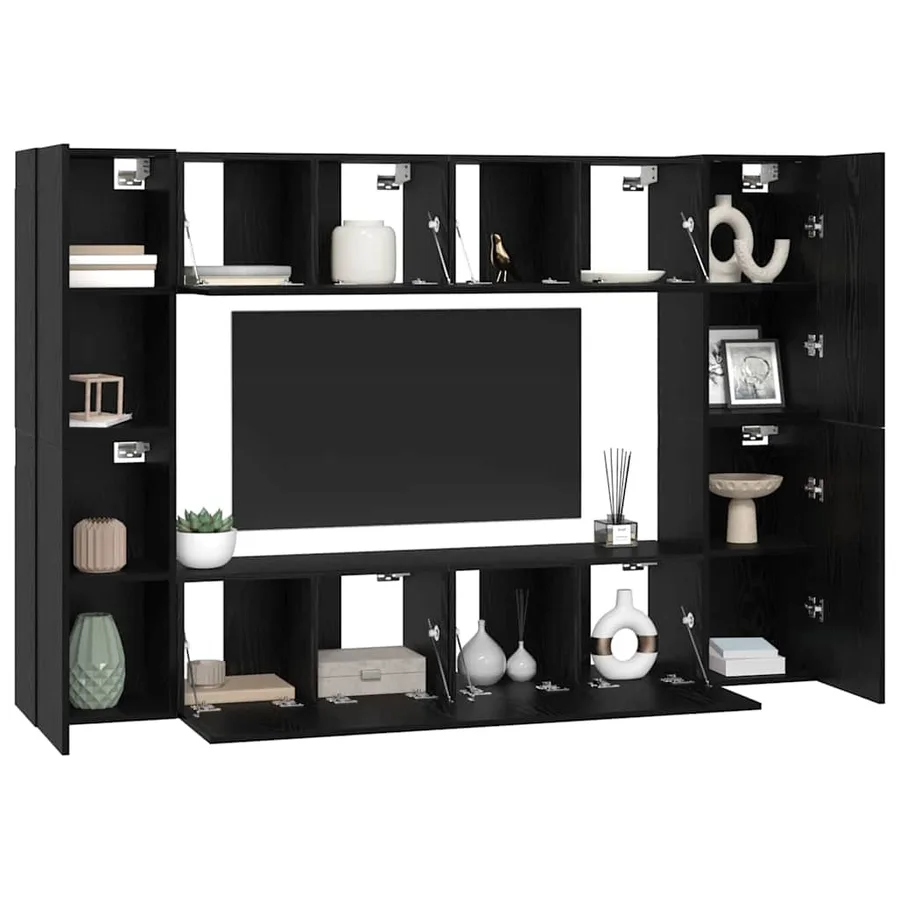 Ensemble meuble TV 8 pcs Chêne noir Bois d'ingénierie - 3