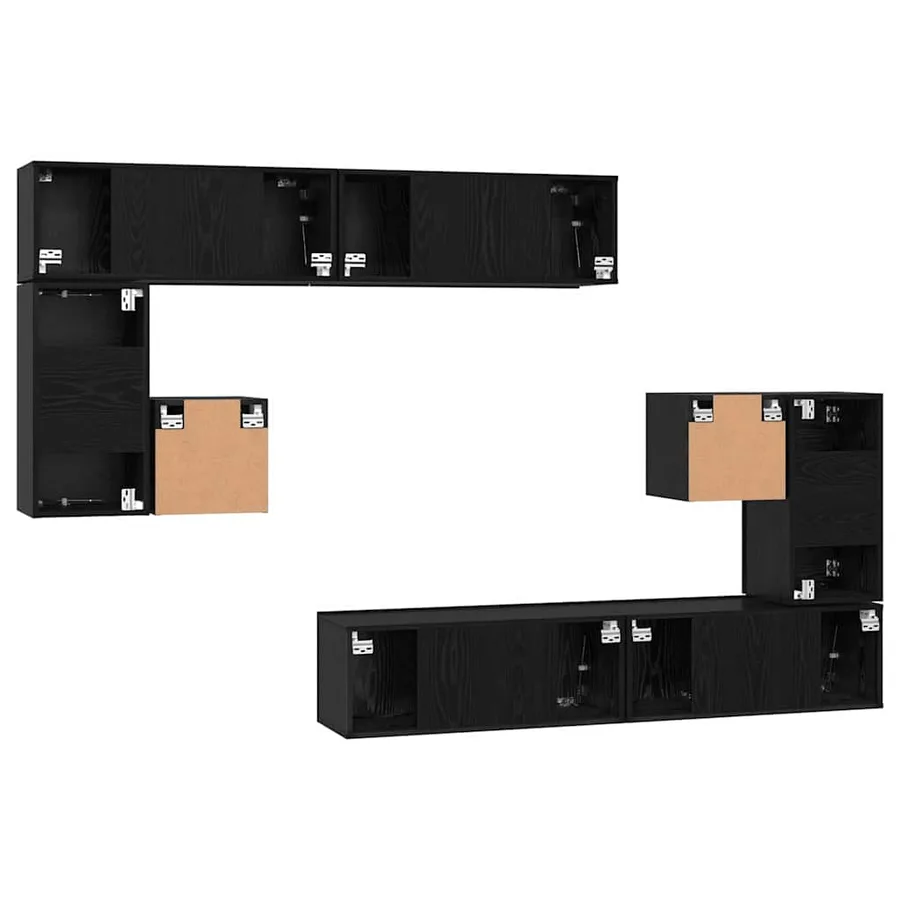 Unites TV Montage mural 4 pcs Chêne noir Bois d'ingénierie - 11