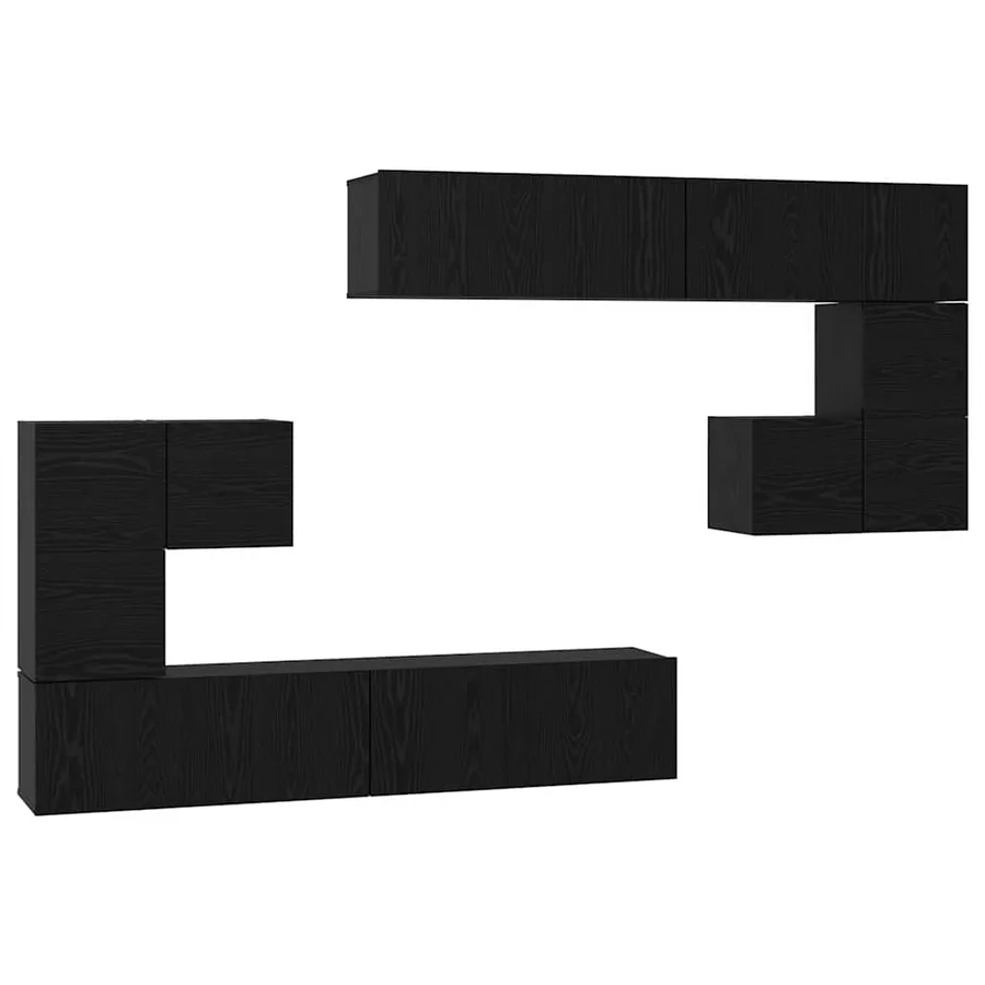Unites TV Montage mural 4 pcs Chêne noir Bois d'ingénierie - 2
