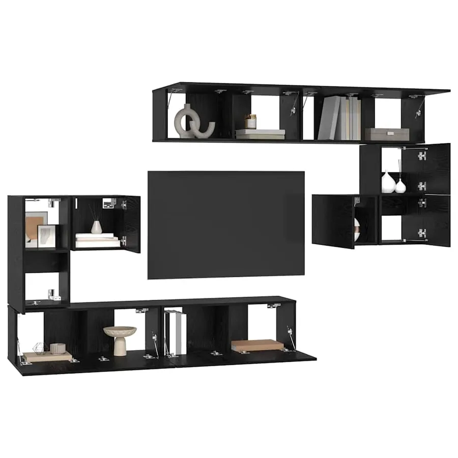 Unites TV Montage mural 4 pcs Chêne noir Bois d'ingénierie - 3