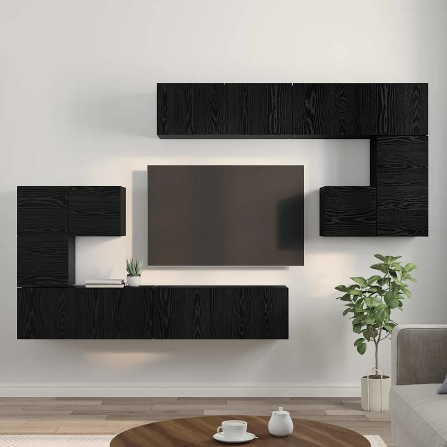 Unites TV Montage mural 4 pcs Chêne noir Bois d'ingénierie - 4