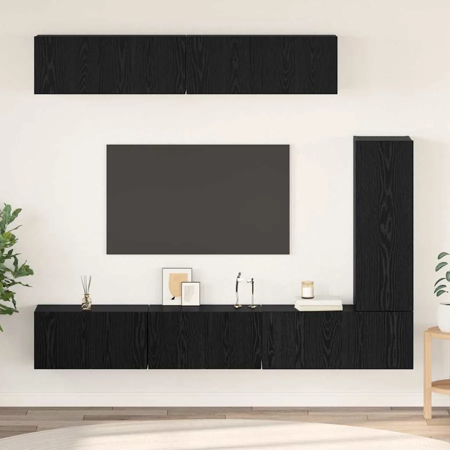 Ensemble meuble TV 6 pcs Chêne noir Bois d'ingénierie