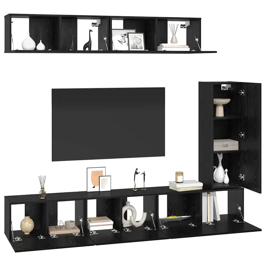 Ensemble meuble TV 6 pcs Chêne noir Bois d'ingénierie - 3