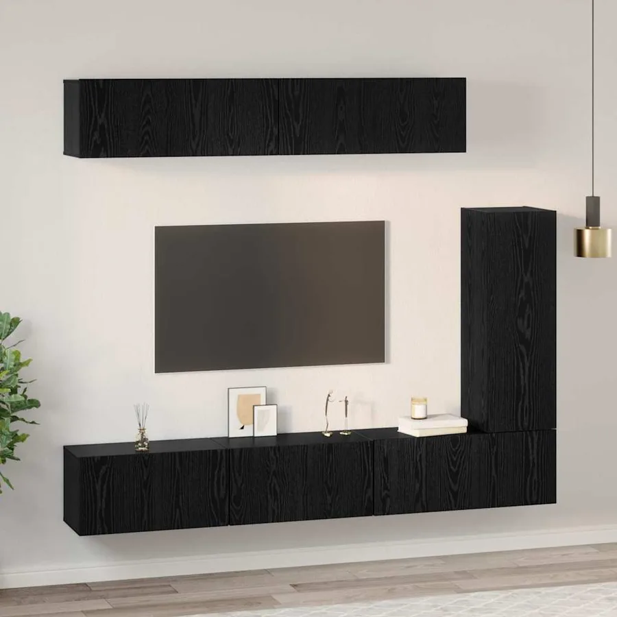 Ensemble meuble TV 6 pcs Chêne noir Bois d'ingénierie - 4