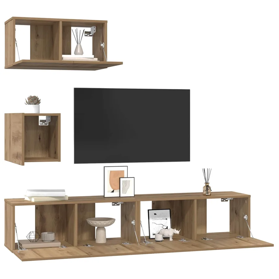 Ensemble meuble TV 3 pcs Chêne artisanal Bois d'ingénierie - 3