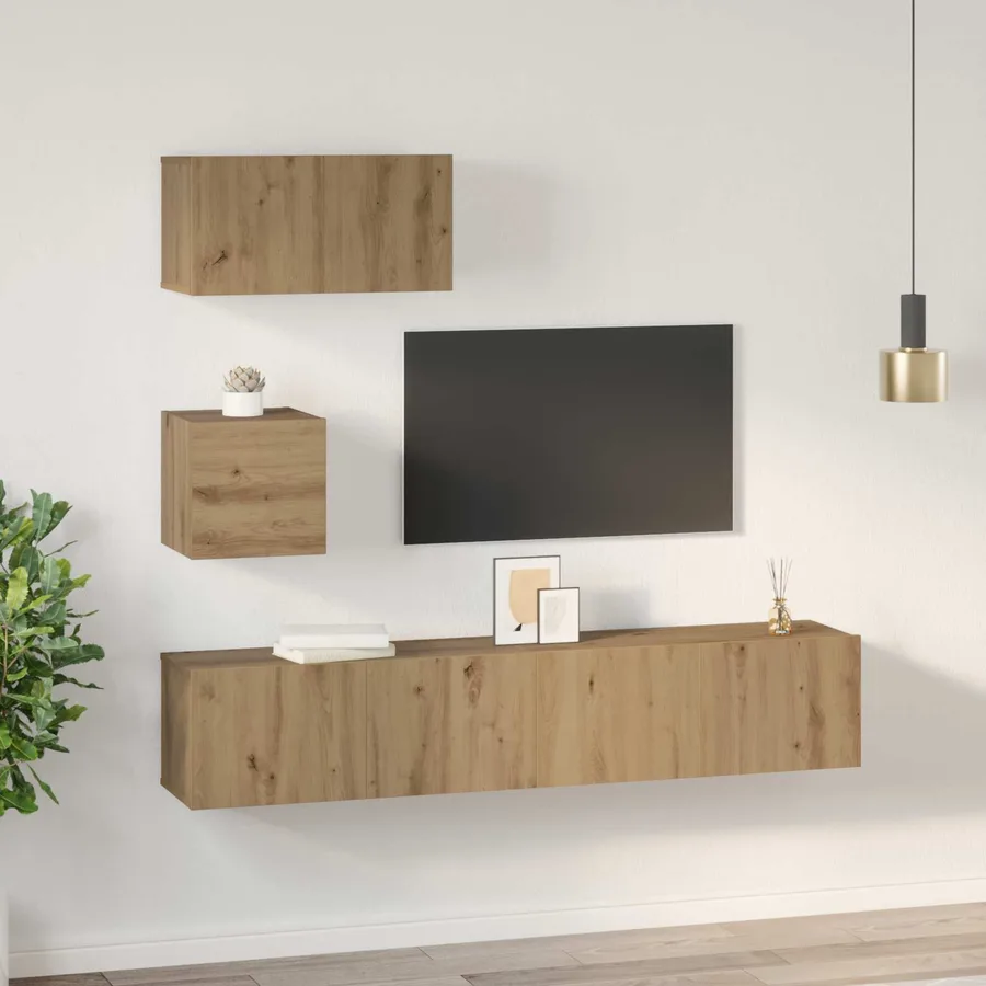 Ensemble meuble TV 3 pcs Chêne artisanal Bois d'ingénierie - 4