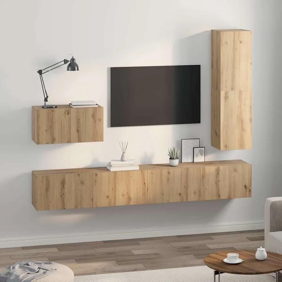 Ensemble meuble TV 4 pcs Chêne artisanal Bois d'ingénierie - 4