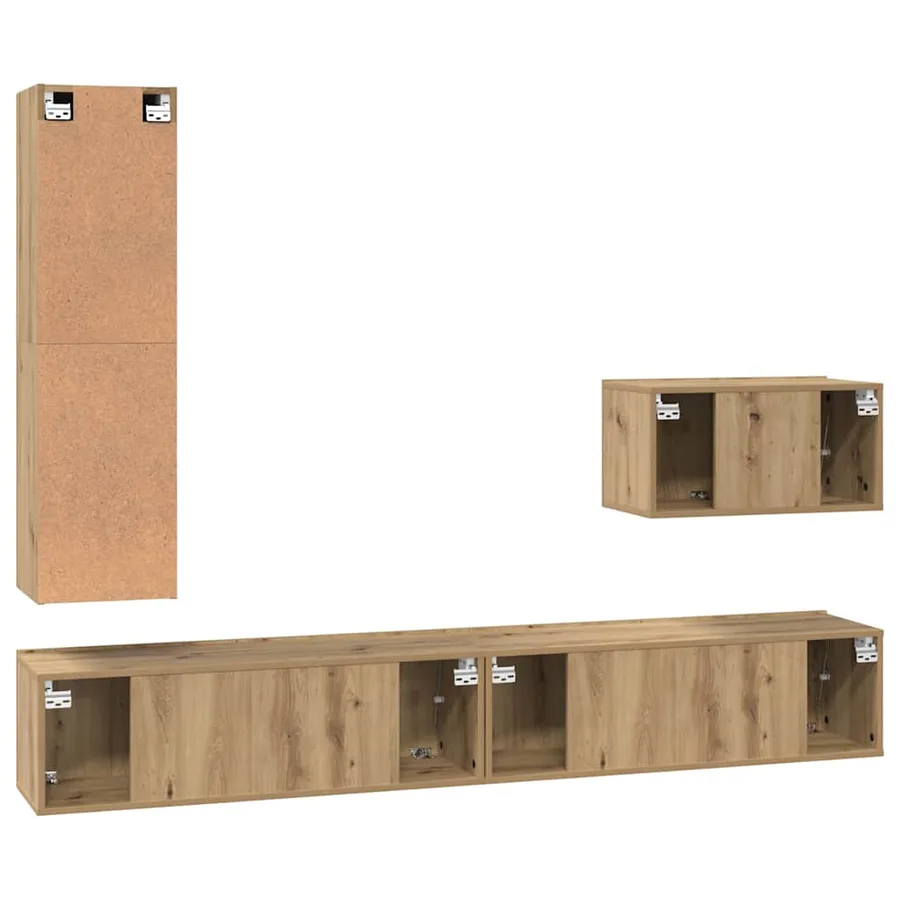 Ensemble meuble TV 4 pcs Chêne artisanal Bois d'ingénierie - 8