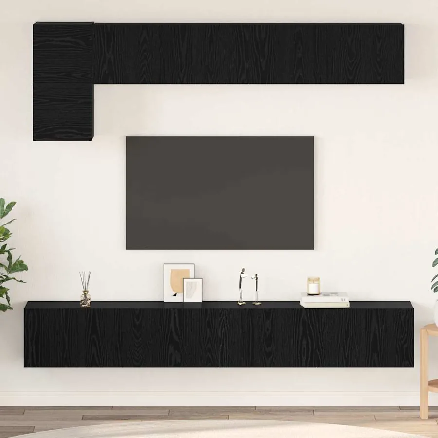 Ensemble meuble TV 5 pcs Chêne noir Bois d'ingénierie