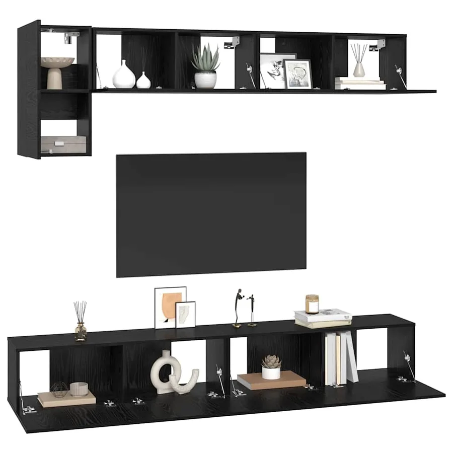 Ensemble meuble TV 5 pcs Chêne noir Bois d'ingénierie - 3