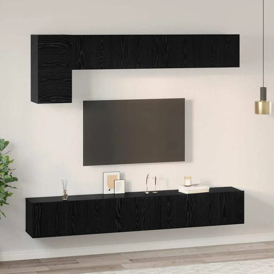 Ensemble meuble TV 5 pcs Chêne noir Bois d'ingénierie - 4