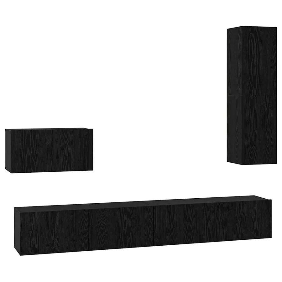 Meuble TV mural 4 pcs Chêne noir Bois d'ingénierie - 2