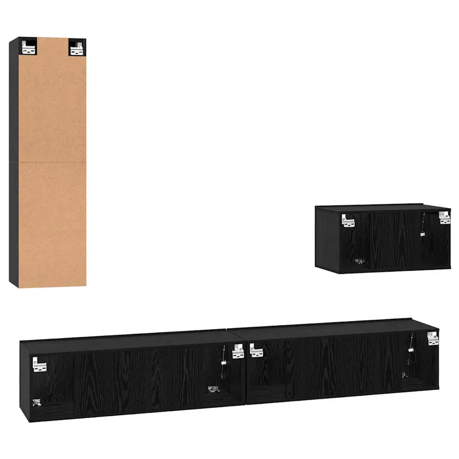 Meuble TV mural 4 pcs Chêne noir Bois d'ingénierie - 8