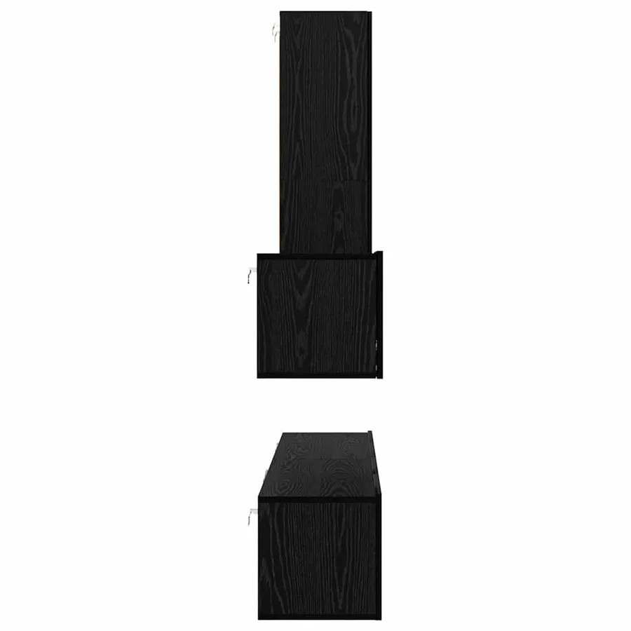 Meuble TV mural 4 pcs Chêne noir Bois d'ingénierie - 9