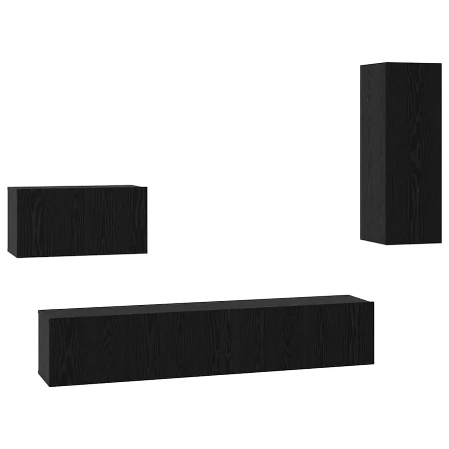 Meuble TV mural 4 pcs Chêne noir Bois d'ingénierie - 2
