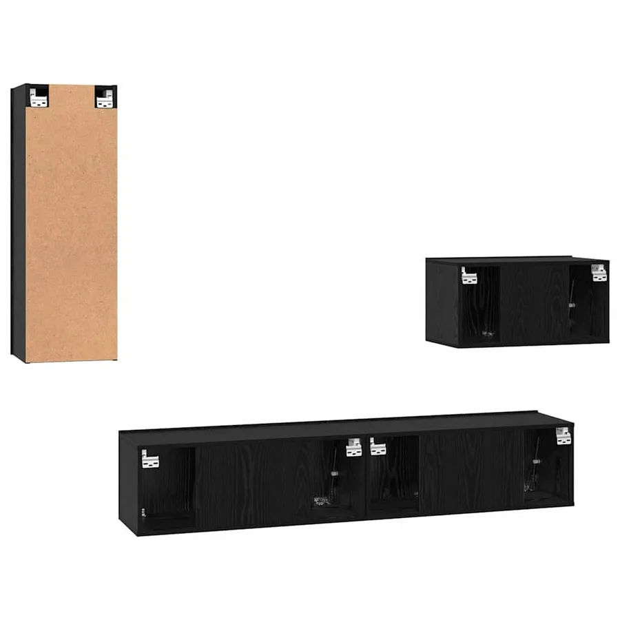 Meuble TV mural 4 pcs Chêne noir Bois d'ingénierie - 8