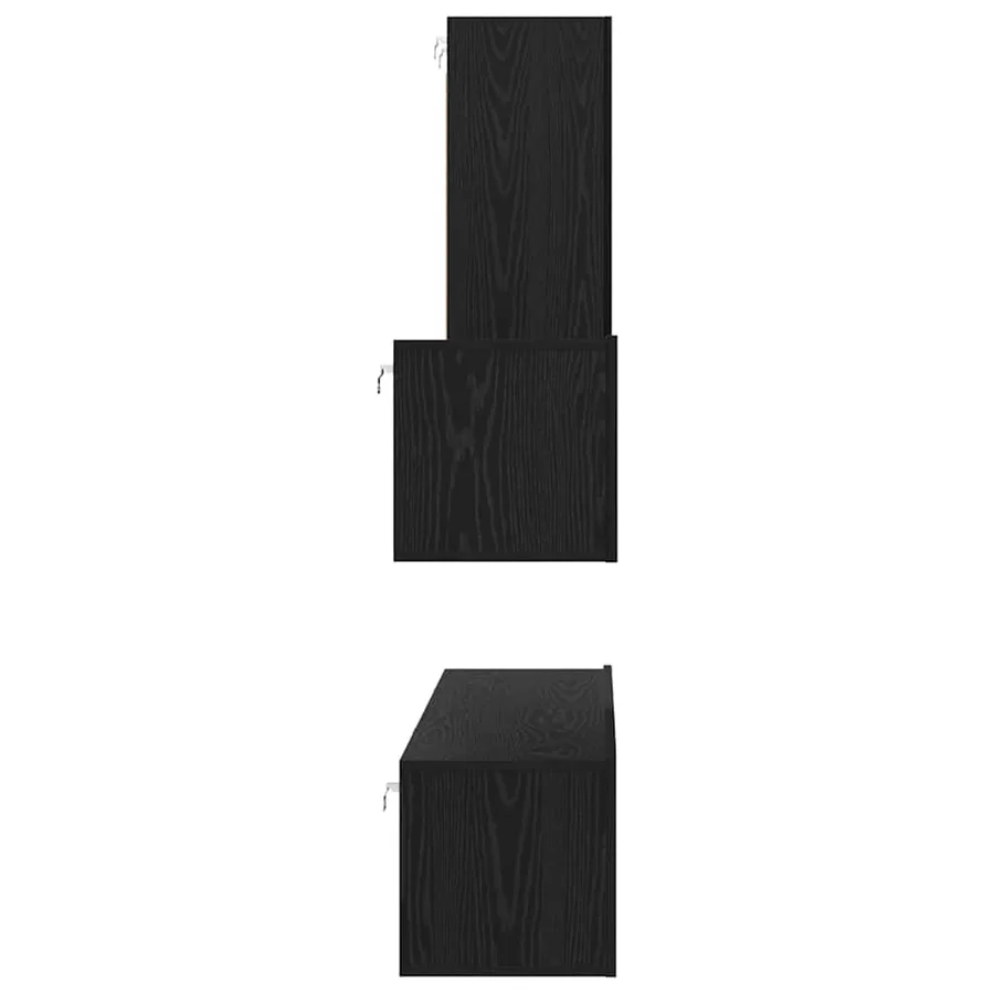 Meuble TV mural 4 pcs Chêne noir Bois d'ingénierie - 9
