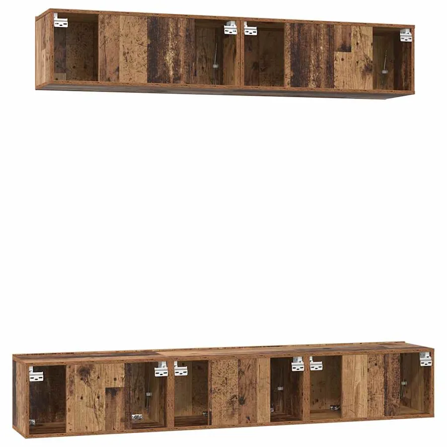 Ensemble meuble TV 5 pcs Bois Ancien Bois d'ingénierie - 9