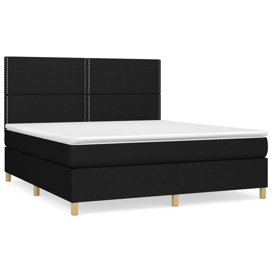 Sommier à lattes de lit avec matelas Noir 160x200 cm Tissu - 2