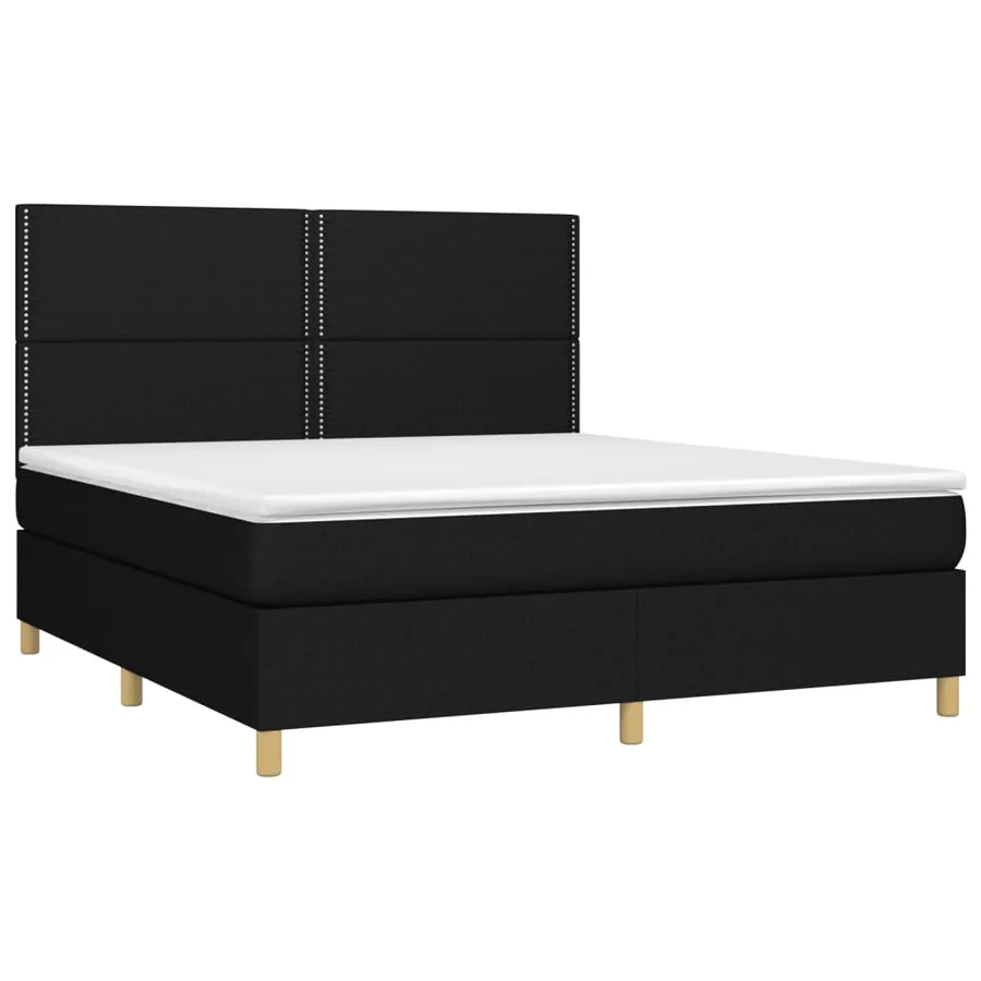 Sommier à lattes de lit avec matelas Noir 160x200 cm Tissu - 3