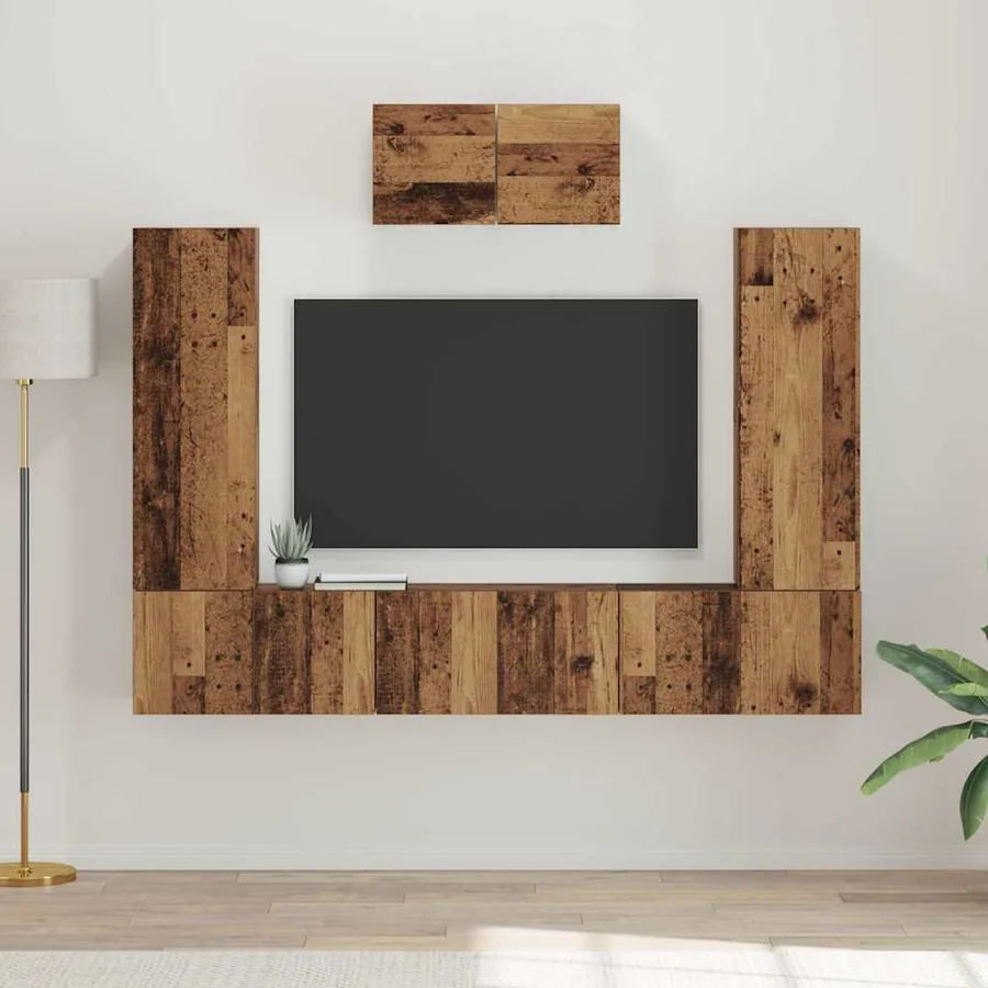 Ensemble meuble TV 7 pcs Bois Ancien Bois d'ingénierie