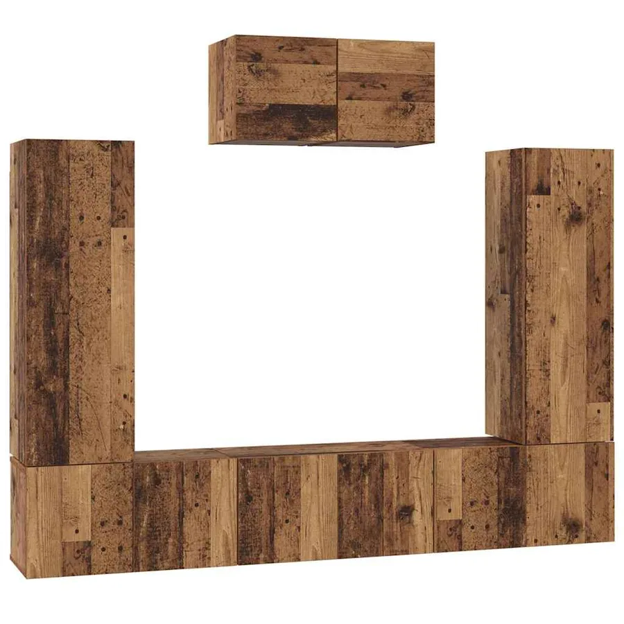 Ensemble meuble TV 7 pcs Bois Ancien Bois d'ingénierie - 2