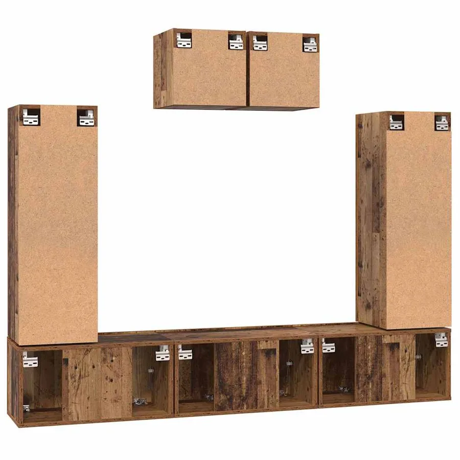 Ensemble meuble TV 7 pcs Bois Ancien Bois d'ingénierie - 9