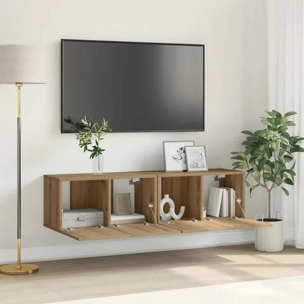 Ensemble meuble TV 2 pcs Marron Bois d'ingénierie