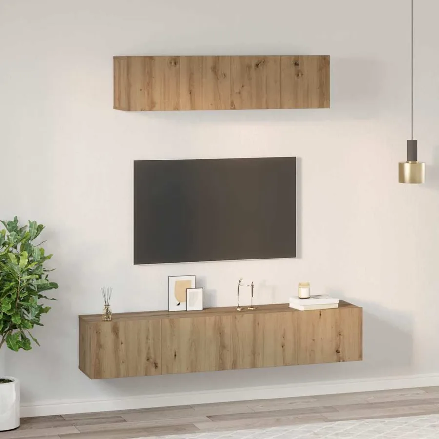 Ensemble meuble TV 4 pcs Chêne artisanal Bois d'ingénierie - 4