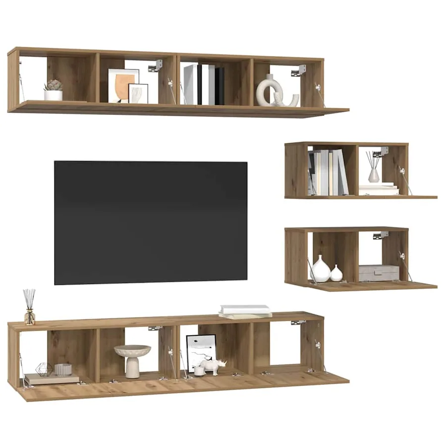 Ensemble meuble TV 6 pcs Chêne artisanal Bois d'ingénierie - 3