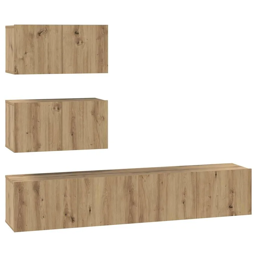 Ensemble meuble TV 4 pcs Chêne artisanal Bois d'ingénierie - 2