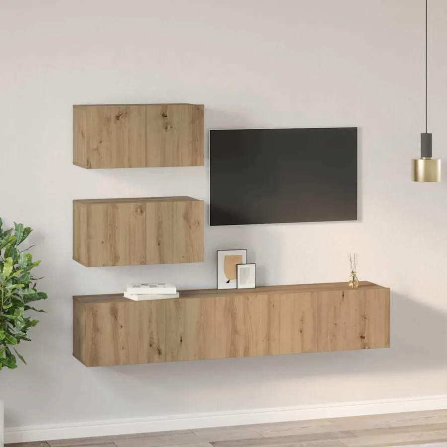 Ensemble meuble TV 4 pcs Chêne artisanal Bois d'ingénierie - 4