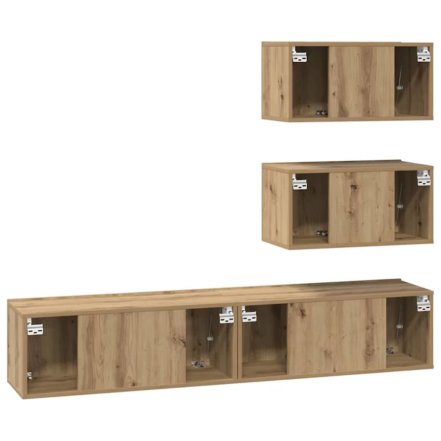 Ensemble meuble TV 4 pcs Chêne artisanal Bois d'ingénierie - 9
