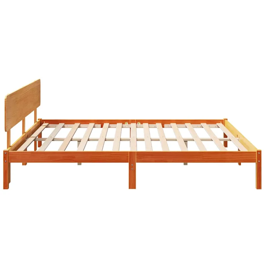 Cadre de lit avec tête de lit Brun cire 180 x 200 cm Pin massif - 6