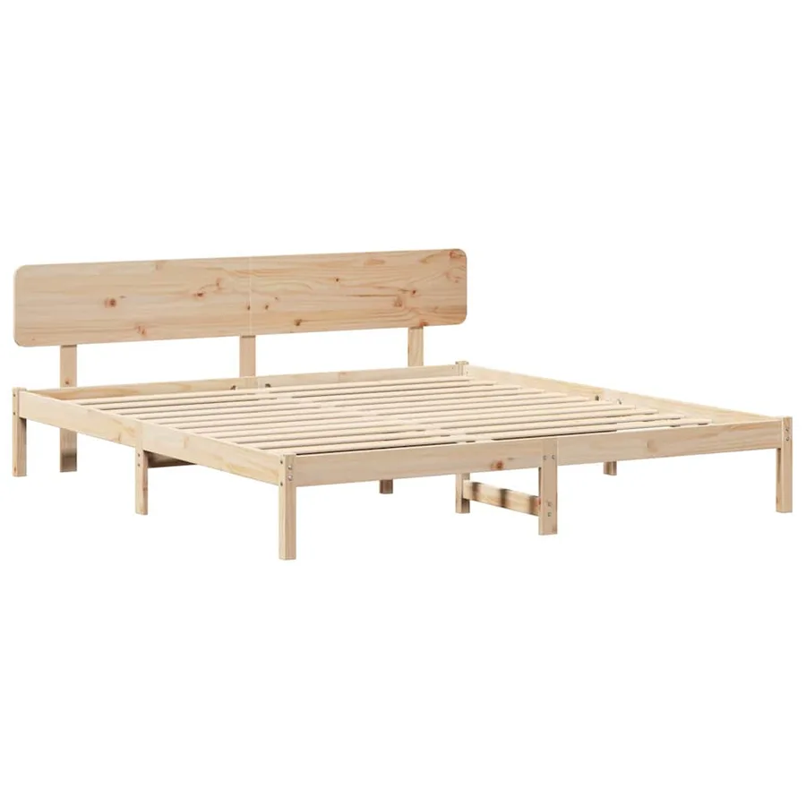 Cadre de lit avec tête de lit Naturel 180 x 200 cm Pin massif - 4