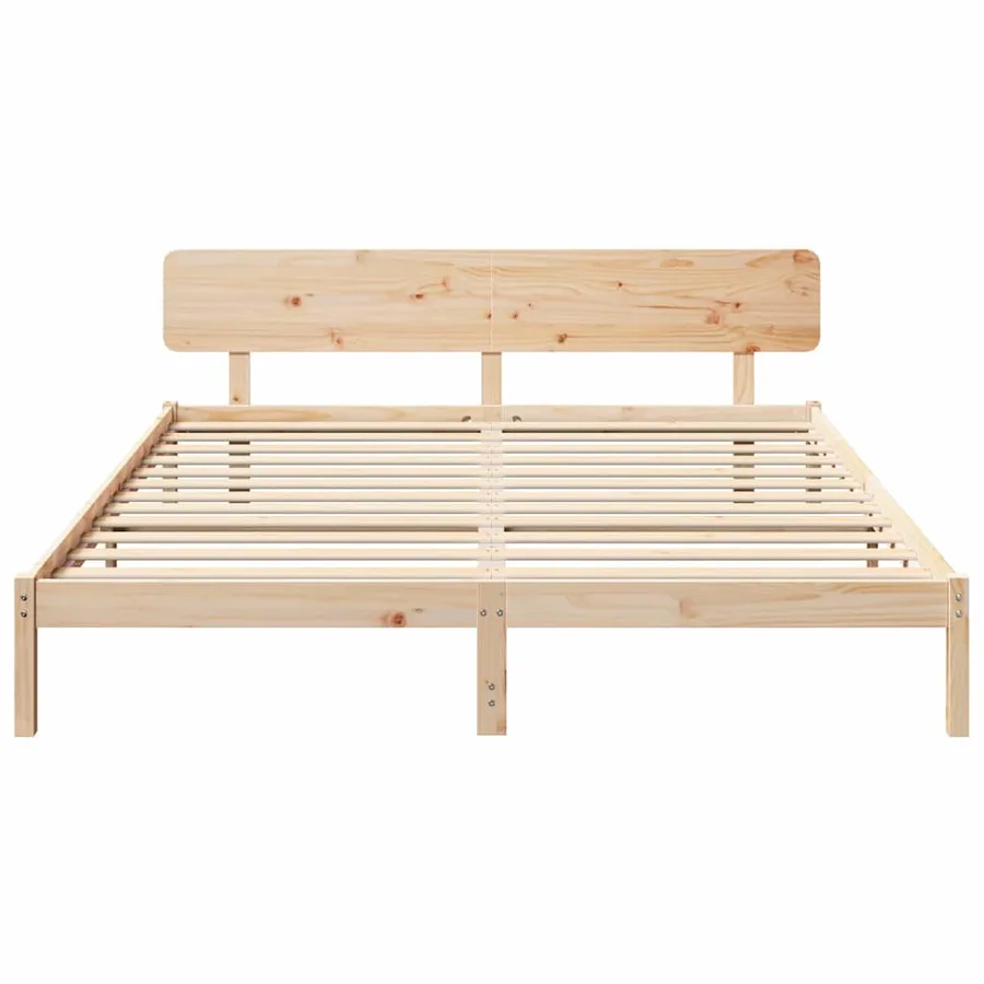 Cadre de lit avec tête de lit Naturel 180 x 200 cm Pin massif - 5