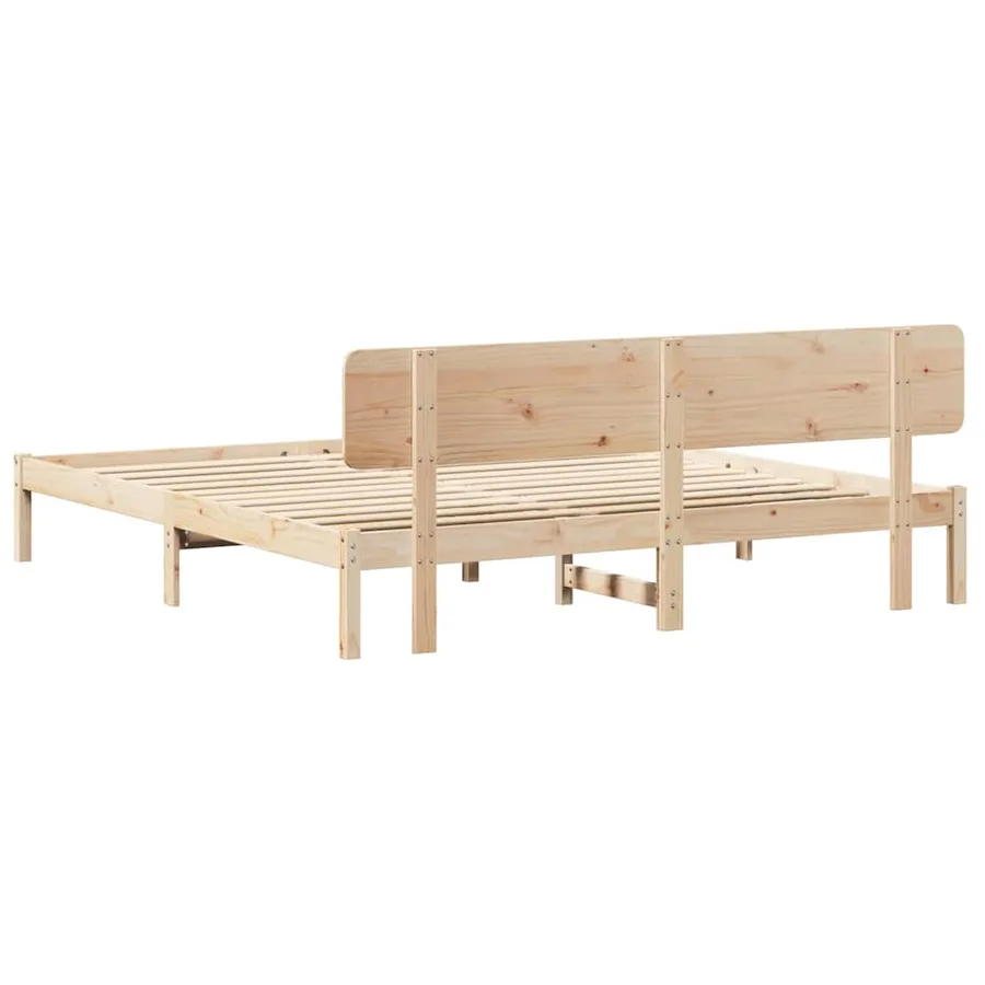 Cadre de lit avec tête de lit Naturel 180 x 200 cm Pin massif - 7