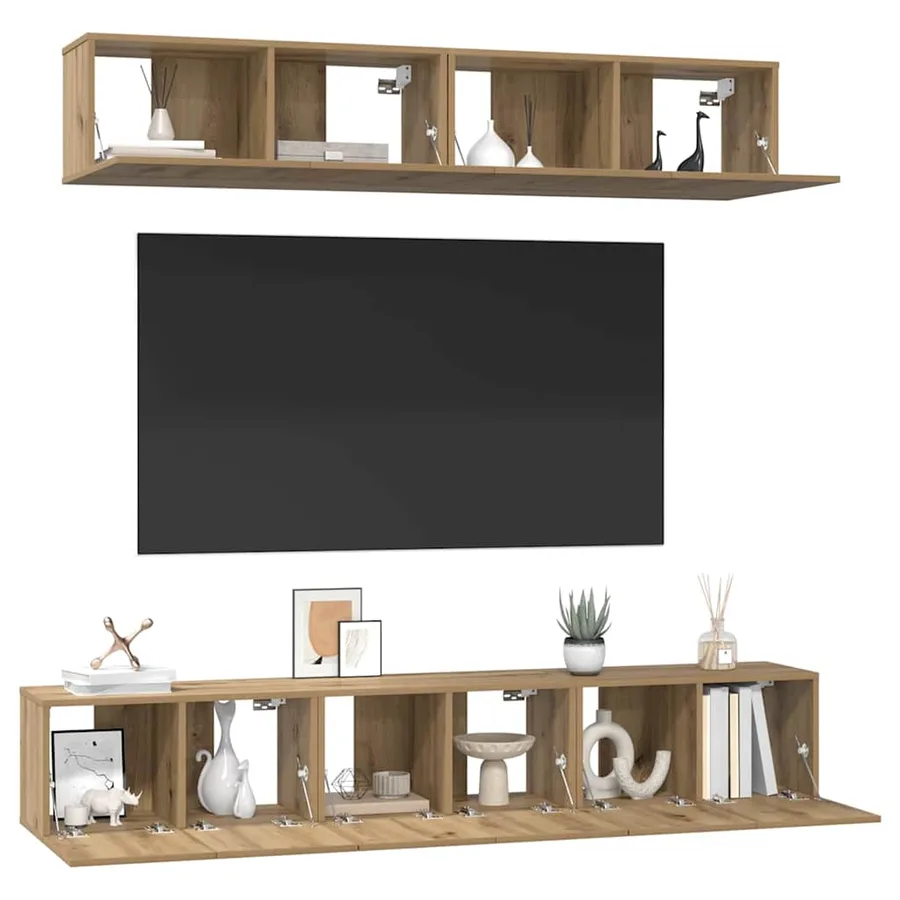 Ensemble meuble TV 5 pcs Chêne artisanal Bois d'ingénierie - 3
