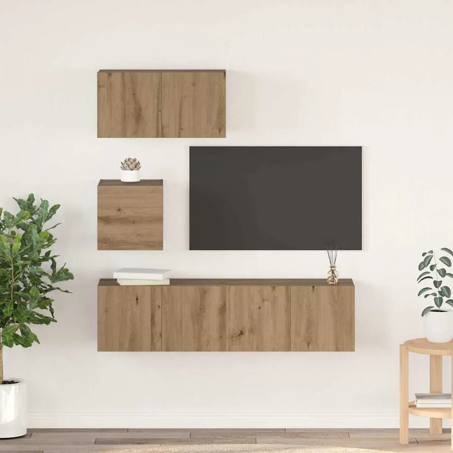 Ensemble meuble TV 4 pcs Chêne artisanal Bois d'ingénierie