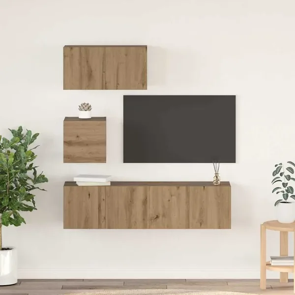 Ensemble meuble TV 4 pcs Chêne artisanal Bois d'ingénierie