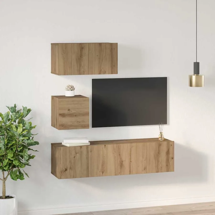 Ensemble meuble TV 4 pcs Chêne artisanal Bois d'ingénierie - 4