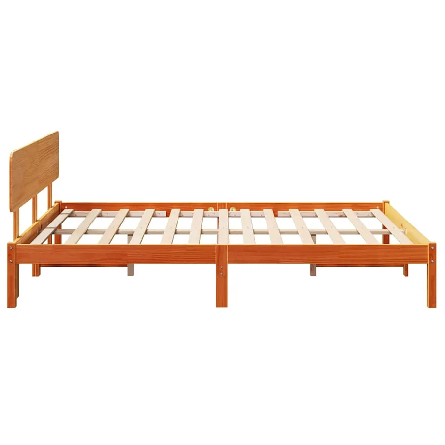 Cadre de lit avec tête de lit Brun cire 140 x 200 cm Pin massif - 6