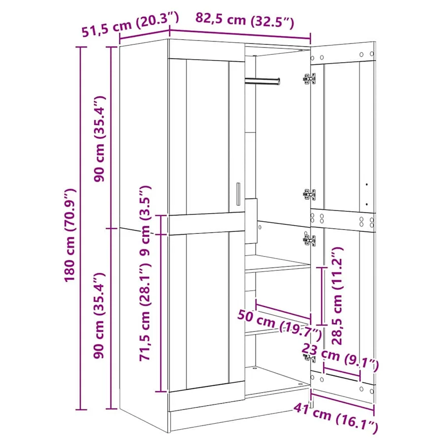 Armoire Bois ancien 82,5 x 51,5 x 180 cm Bois d'ingénierie - 7