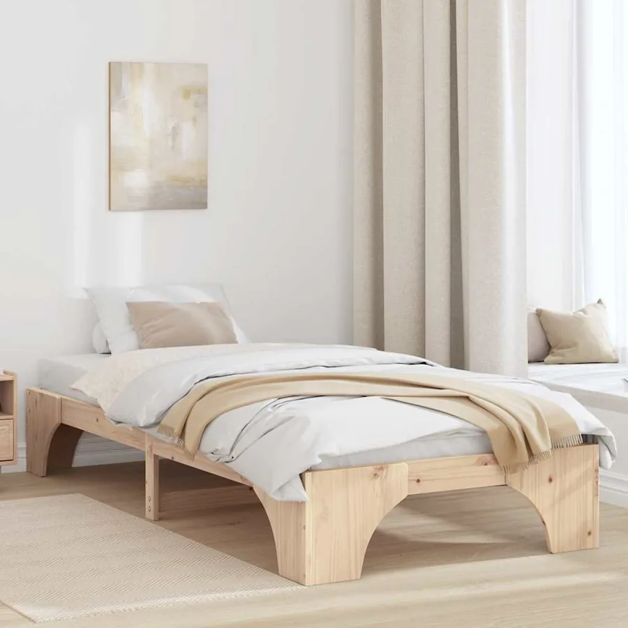 Cadre de lit Naturel 100 x 200 cm Pin massif